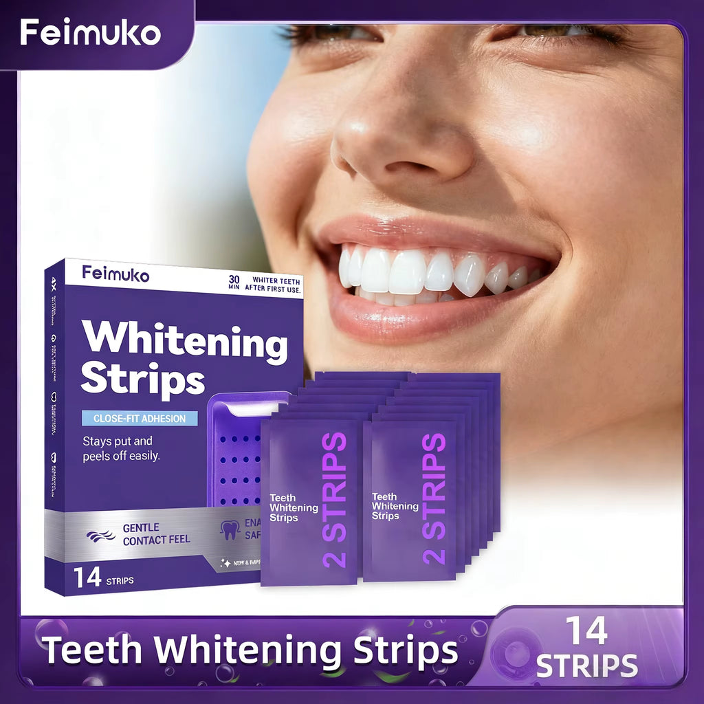 Purple Teeth Whitening Strips Oral Cleaning Removal Gel Improve Dental Yellowing Oral Care, for Lasting Bright Smile