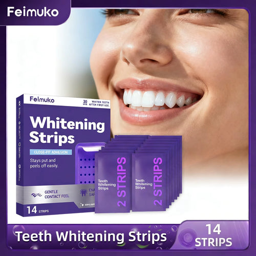 Purple Teeth Whitening Strips Oral Cleaning Removal Gel Improve Dental Yellowing Oral Care, for Lasting Bright Smile