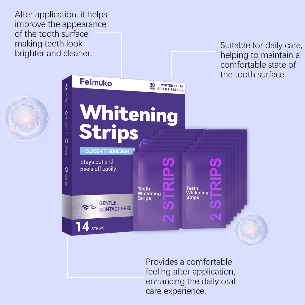 Purple Teeth Whitening Strips Oral Cleaning Removal Gel Improve Dental Yellowing Oral Care, for Lasting Bright Smile