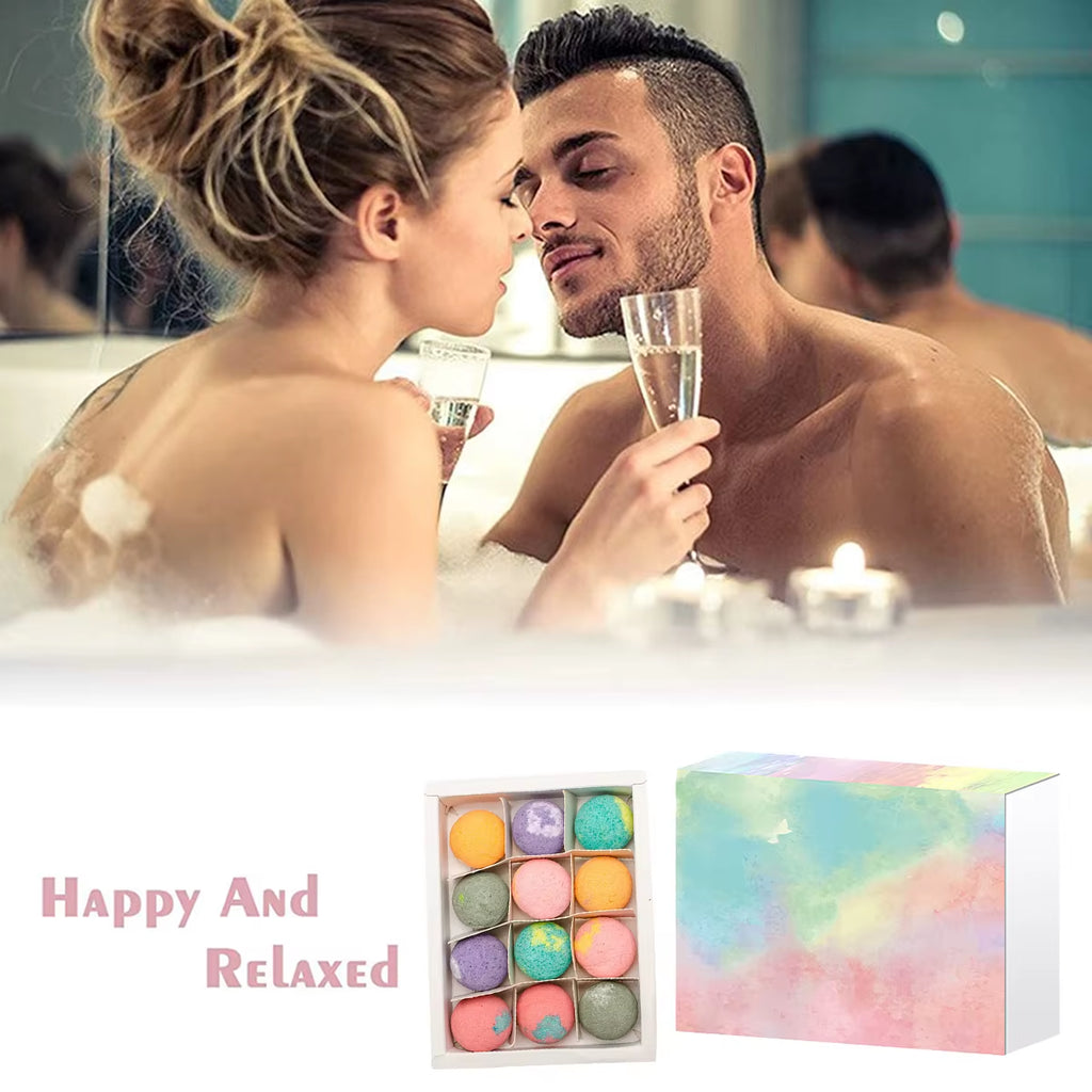 12Pcs Organic Bath Bombs Gift Natural Mini Handmade Bathing Foot Spa Bomb Rich Essential Oils for Moisturizing Dry Skin Relaxing