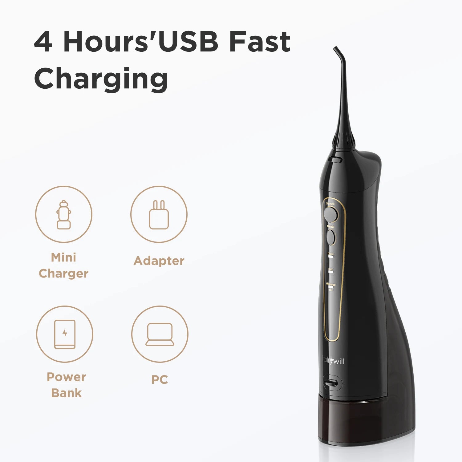 Water Flossers for Teeth 300ML Oral Irrigator Rechargeable Portable Dental 3 Modes Water Tank Waterproof Teeth Cleaner