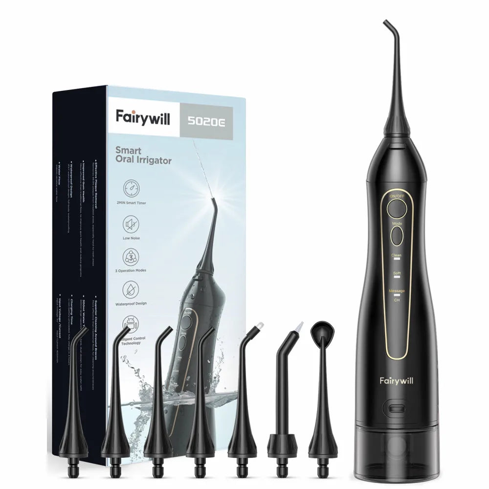 Water Flossers for Teeth 300ML Oral Irrigator Rechargeable Portable Dental 3 Modes Water Tank Waterproof Teeth Cleaner