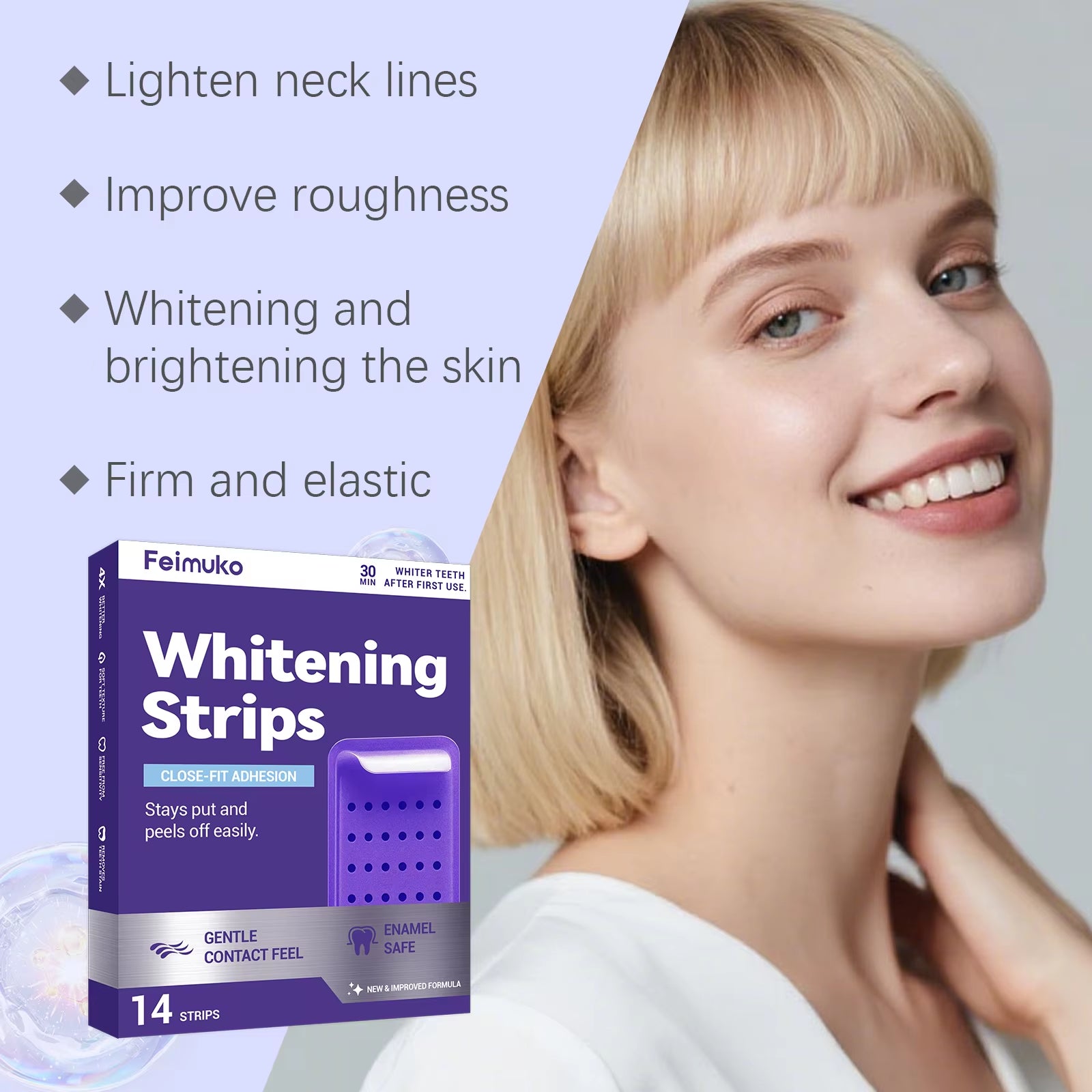 Purple Teeth Whitening Strips Oral Cleaning Removal Gel Improve Dental Yellowing Oral Care, for Lasting Bright Smile